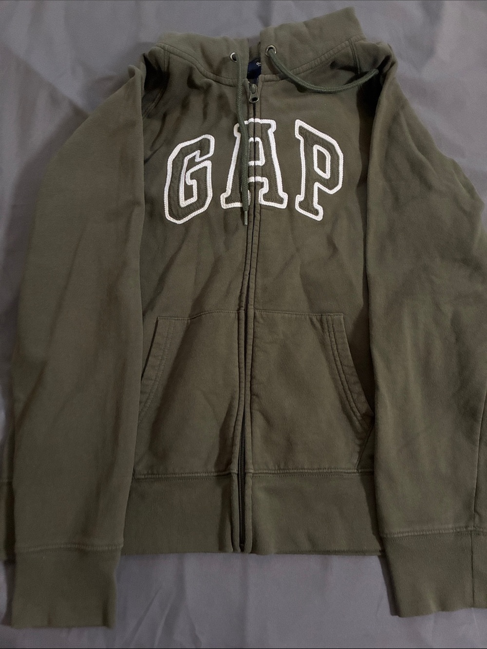 GAP Olive Green Full-Zip Hoodie with Embroidered Logo